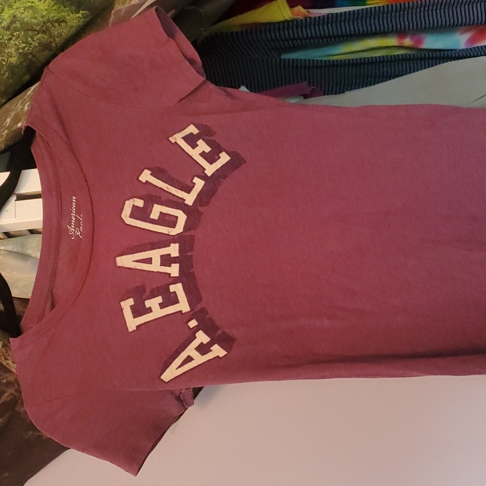 Purple American Eagle Crew Neck T-Shirt